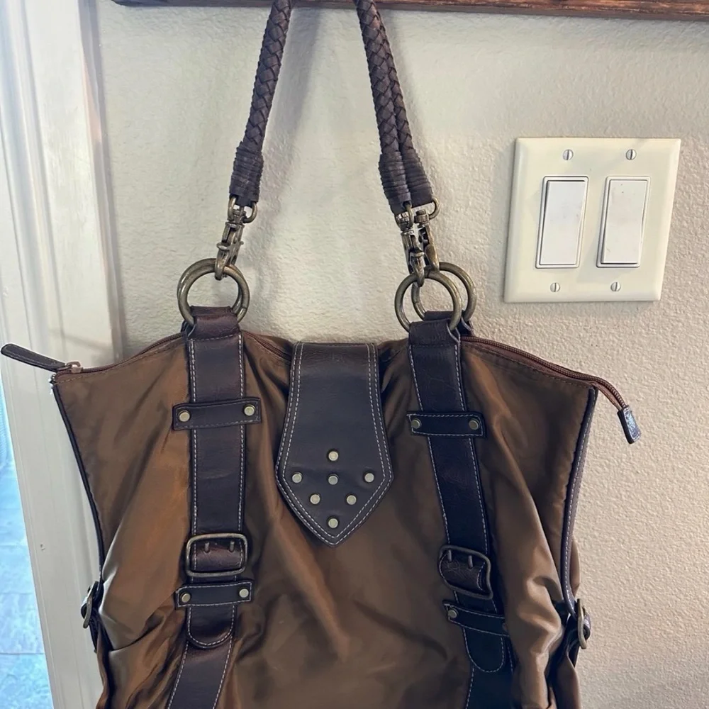 Nine West Olive Green Tote with Dark Brown Trim - Picture 12 of 12